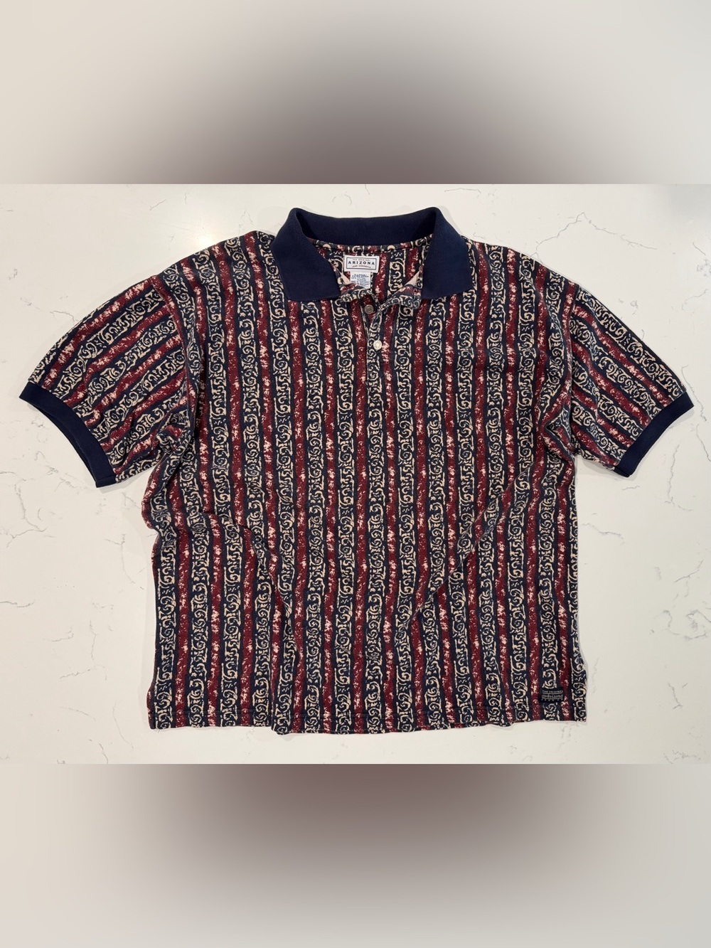 90s Arizona Jean Company Pattern Polo Shirt Size XL